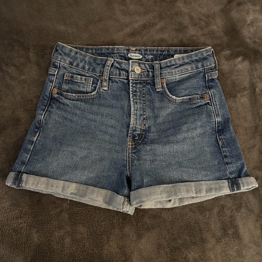 Old Navy Blue Jean Shorts High-Waisted Cuffed
